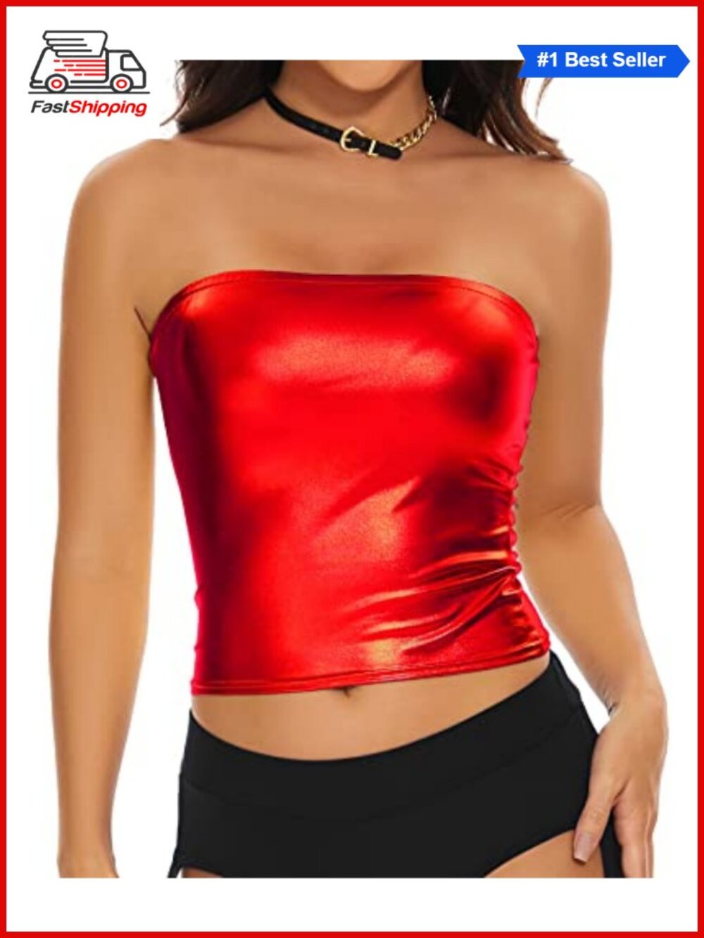 ✨Metallic Crop Tube Top Strapless Bandeau Bra Rave Festival Dance Costume